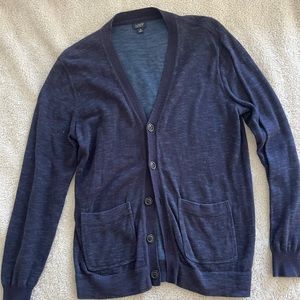 J Crew Cardigan Sweater Mens Small V Neck Pockets Knit